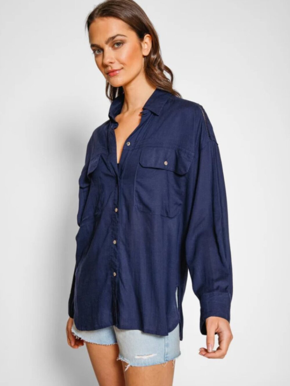 Capri Beach to Street Shirt | Navy